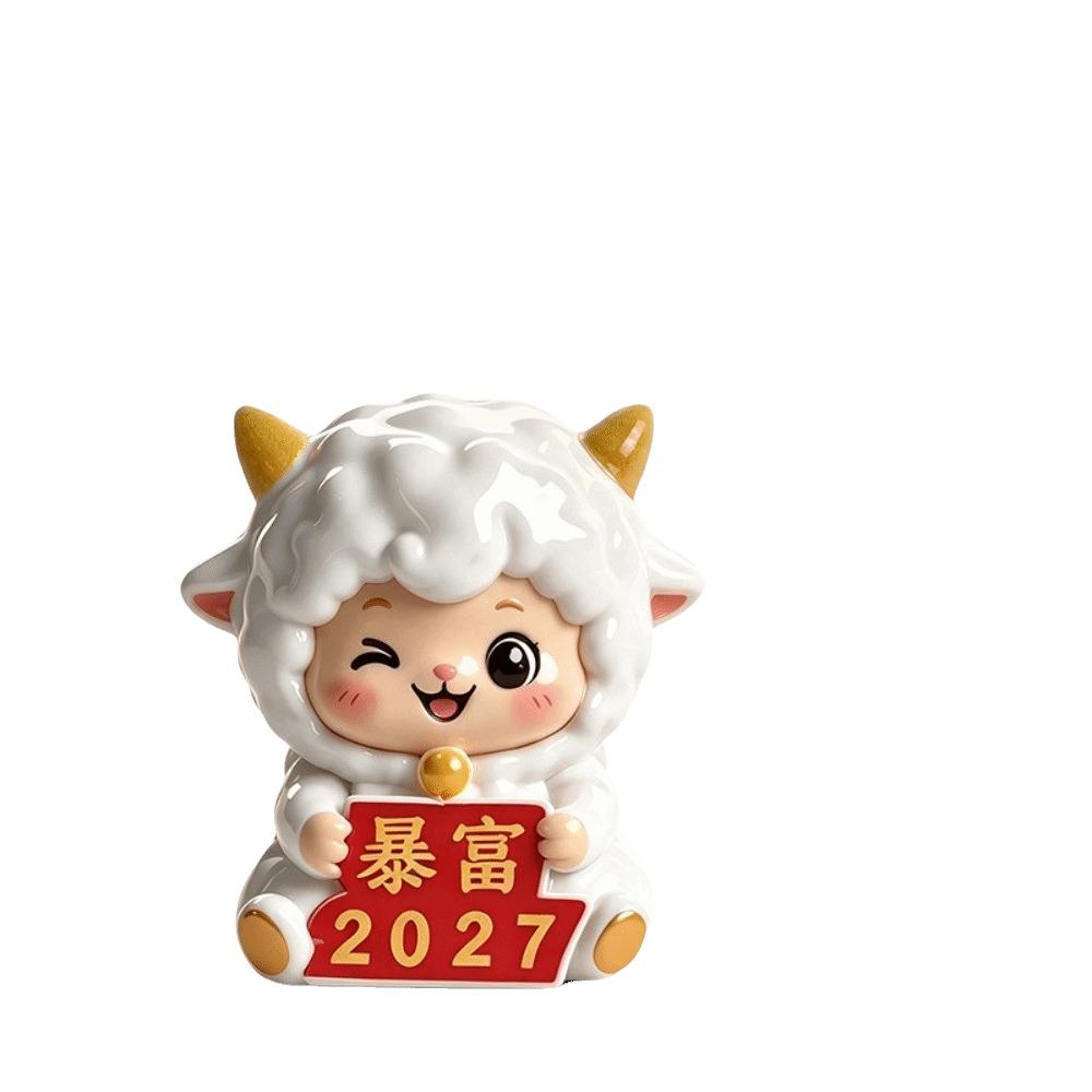 Resin Year of The Goat Ornament Cute Design Mascot Ornament Zodiac Figurines Spring Festival