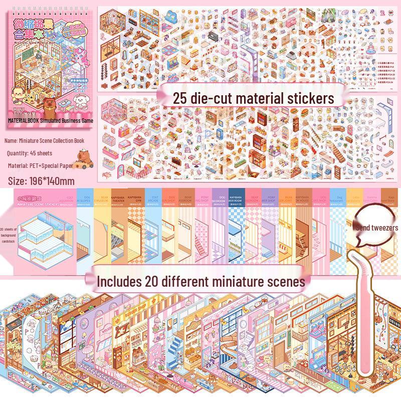 3D Miniature DIY House Sticker Set - Stereoscopic Landscaping Scenes for Girls