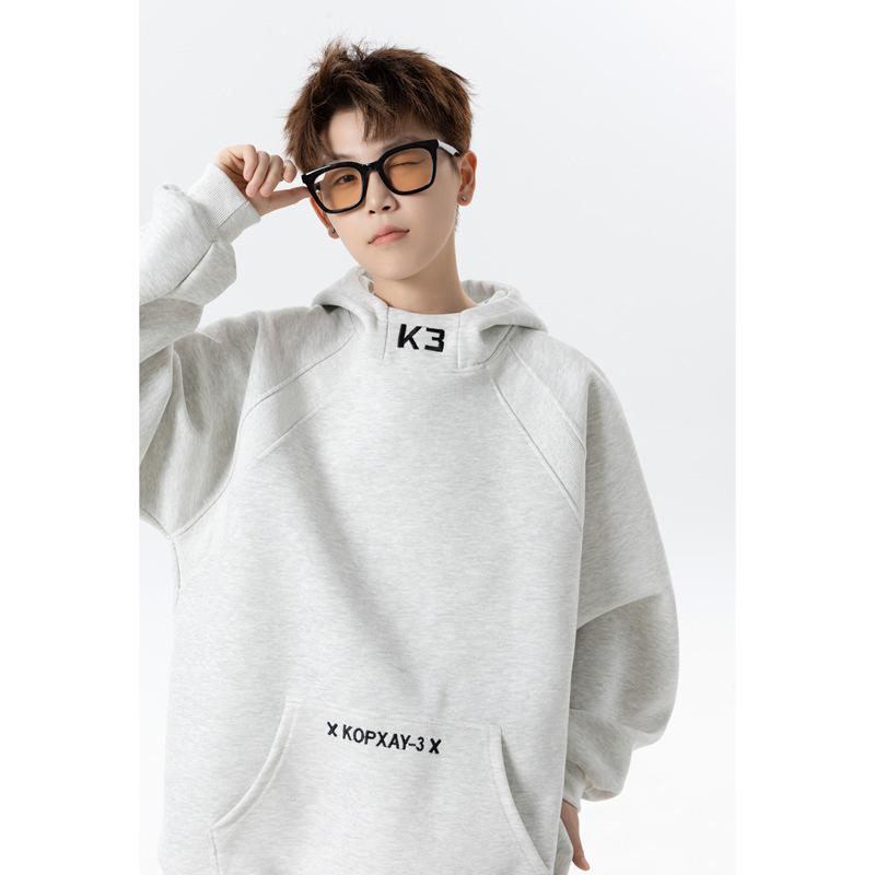 2025 Spring/Autumn Men's Embroidered Hooded Sweatshirt: Loose, Lazy Style Jacket