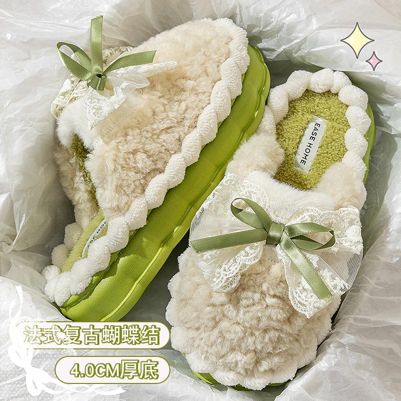 Cotton slippers women's winter new indoor home thick bottom non-slip warm plush slippers women