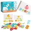 Kids 26 English Alphabet Flash Cards Spelling Game Set | Portable Early Education Word Recognition Desk Toy Christmas Gifts