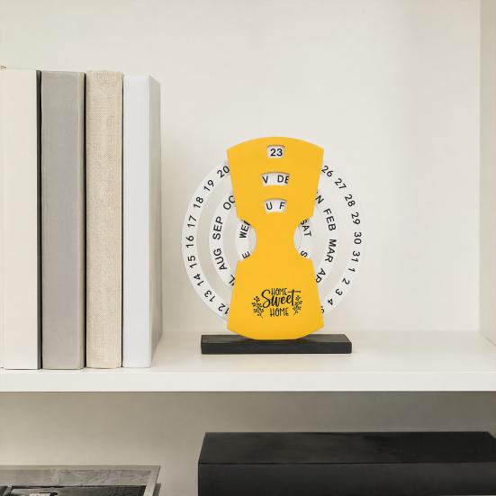 Creative Perpetual Calendar, 3 Layer Rotating Date Desk Decor, Vintage Monthly Calendar for Home Office