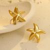 GEMCHIC Women's Minimalist Gold Starfish Stud Earrings 18K Plated Stainless Steel Ocean Beach Summer Jewelry