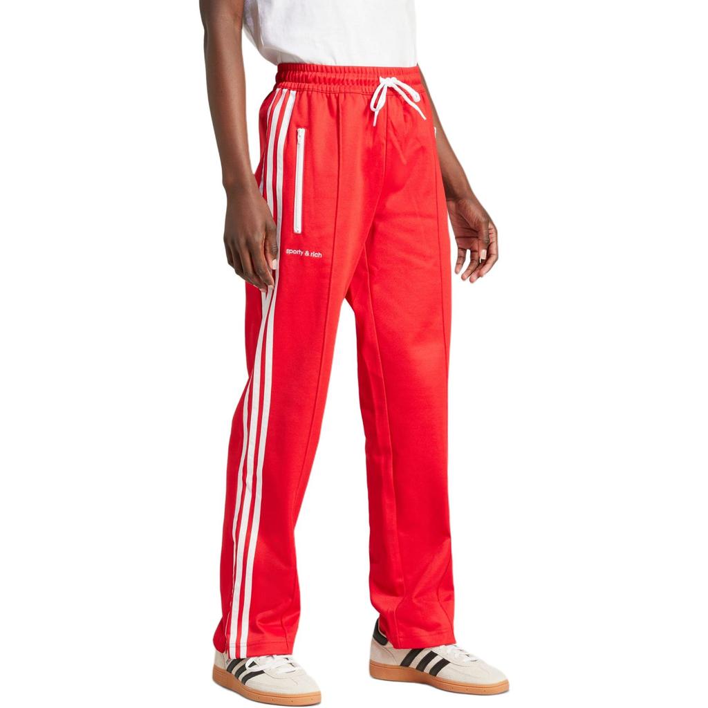 adidas Originals Sporty & Rich Spolupráce SS24 Pohodlné Módní Volné Retro Sportovní Dlouhé Kalhoty Pruhované Stahovací Šňůrka Rovné Ležérní Kalhoty JD3767