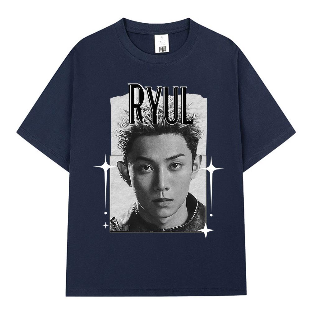 Korean Kpop Hip Hop Group Lngshot RYUL T-shirt Men Women Clothing Fashion Harajuku Oversized Cotton Short Sleeve Tees Fan Gifts