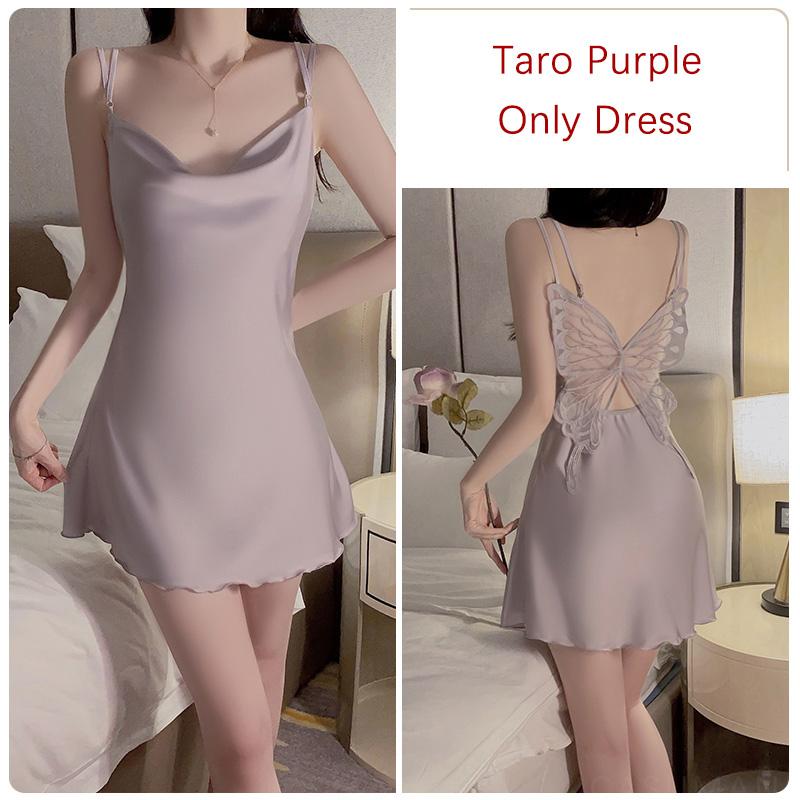 Hot Season Cute Women's Pajamas Back Butterfly Design Velvet Collar Suspender Elegant Sleeping Nightgown for Women