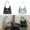 Sparkling Sequin Tote Bag For Women With Zipper Closure And Inner Phone Pocket For Casual Day Use