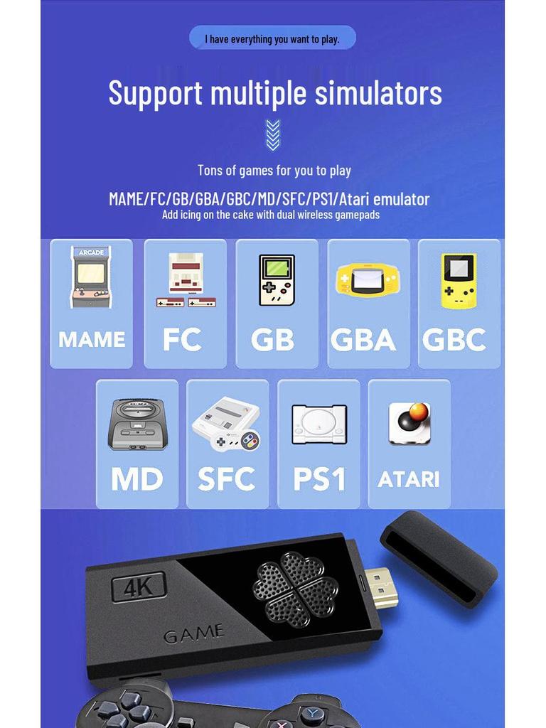 M8 Wireless HD Retro Game Console - PS1 Mini Arcade for Two Players