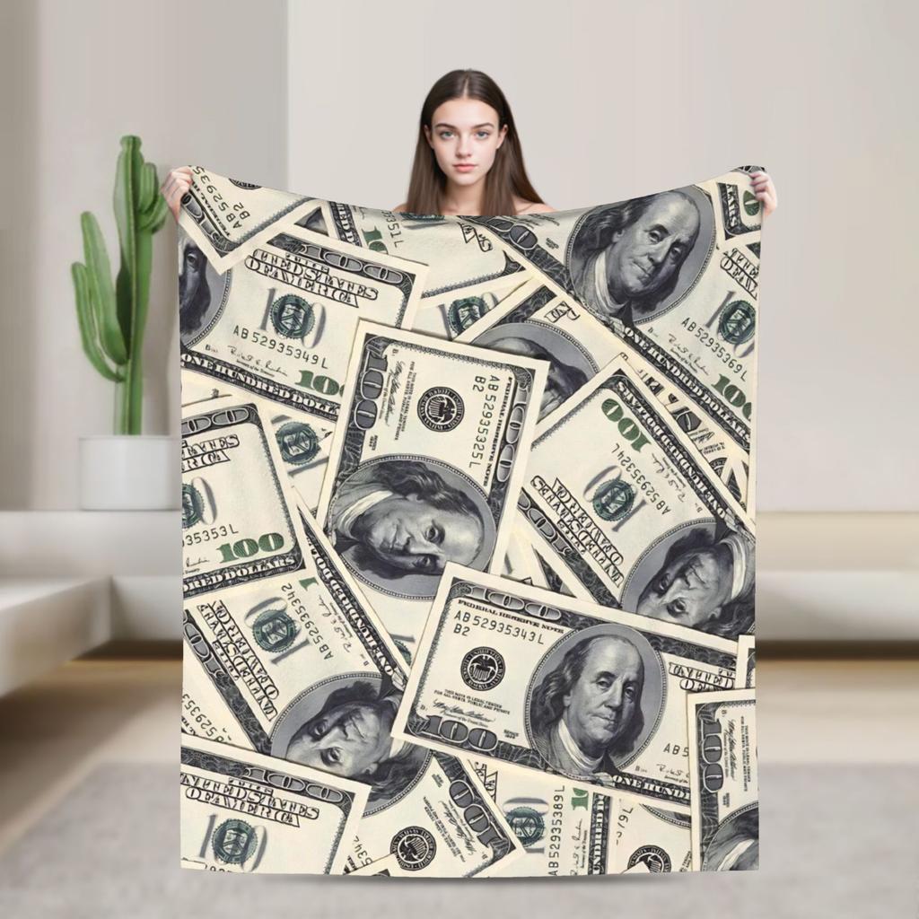 Play money Blanket Quality Super Soft  Throw Blanket Winter Airplane Travel Couch Chair Sofa Bed Novelty Bedspread