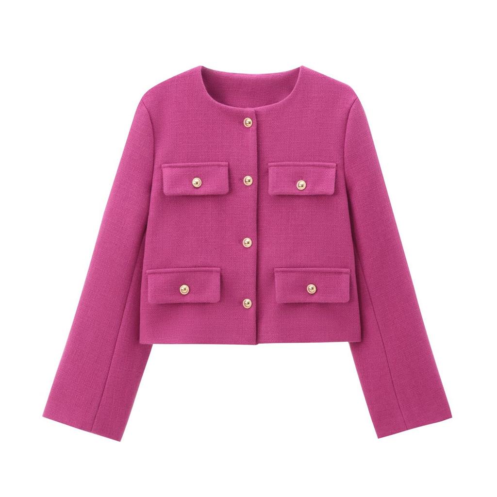DAFIFY Women's Fashion Casual Solid Color Print Autumn Winter Long Sleeve O-Neck Jackets & Coats