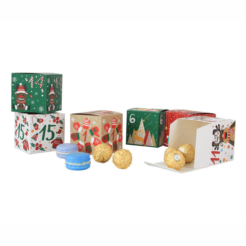 24 Pcs DIY Christmas Advent Calendar Boxes Cute Xmas Number Xmas Party Present Boxes for Adults And Kids