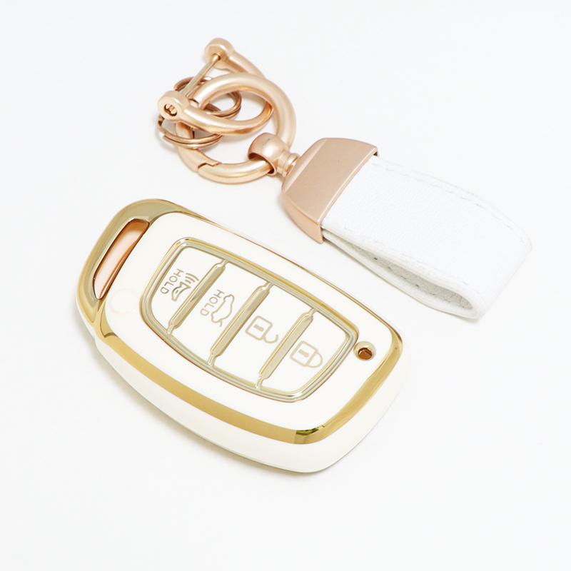 4 Button For Hyundai Sonata Ix25 I20 Creta Santa Fe Gls Reina Ix35 Grand I10 Elantra Tucson Tpu Car Key Cover Case Keychain