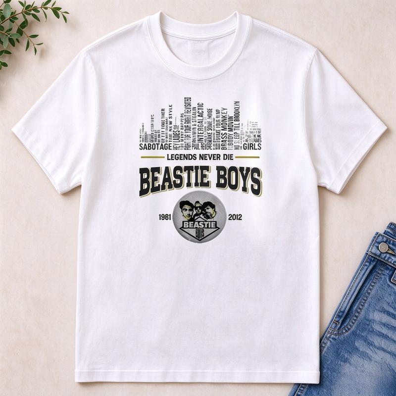 Beastie Boys Legends Never Die 19812012 Graphic T Shirt Unisex Short Sleeve O Neck Casual Hip Hop Music Fans Tee Harajuku Y2k