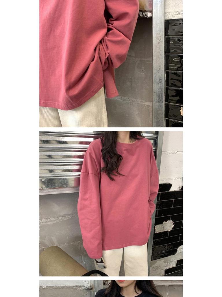 2024 Autumn Women's Korean Style Colorblock Long Sleeve Loose Top
