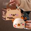 Creative Cartoon Bear Ceramic Cup With Lid Household Breakfast Children'S Couple Cup High Value Gift