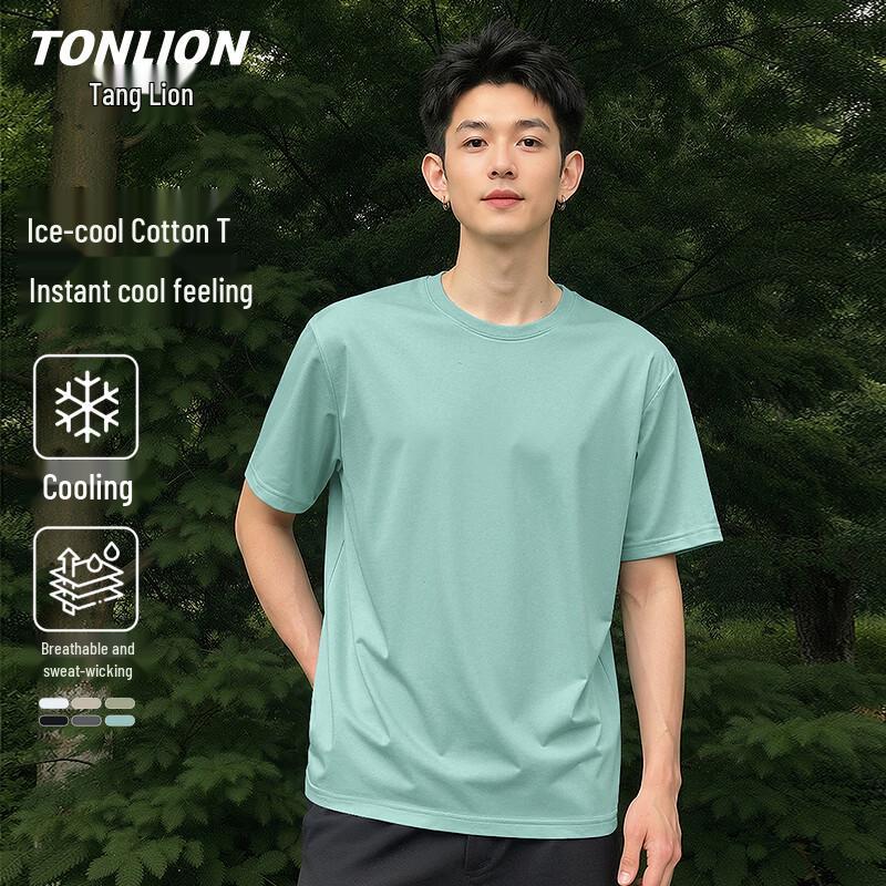 TonLion Men s Ice-Feel Cotton Short Sleeve T-Shirt M