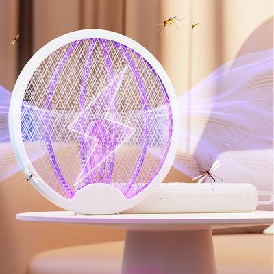 Elektrischer Fliegenmesser-Schläger, über USB wiederaufladbarer elektrischer Moskito-Schläger, faltbar, 2-in-1-Fliegenkiller für interne und externe Anwendungen