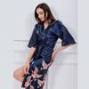 Women Print Short Sleeve Gown Robe Breathable Loungewear Pajamas