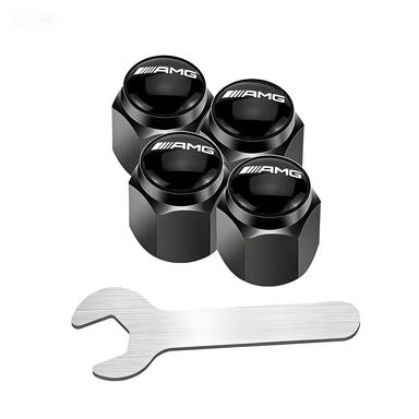 

4pcs Car Wheel Tire Valve Stem Caps with Wrench For Mercedes Benz AMG A B C E G CLA W211 W203 W2