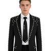 Punk Style Round Ring Studded Tie With Geometric Pattern For Men And Women