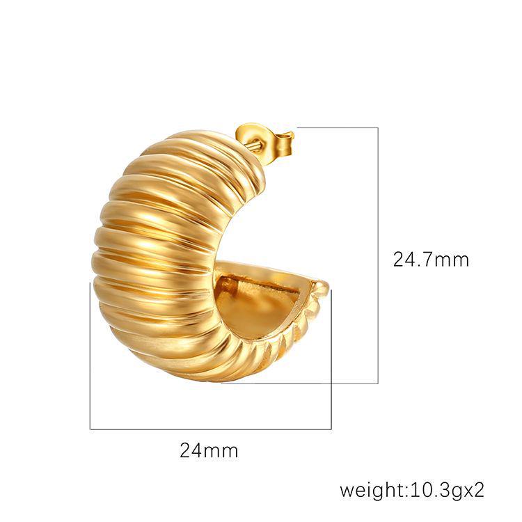 18k Gold Retro Geometric Stainless Steel Earrings for Women