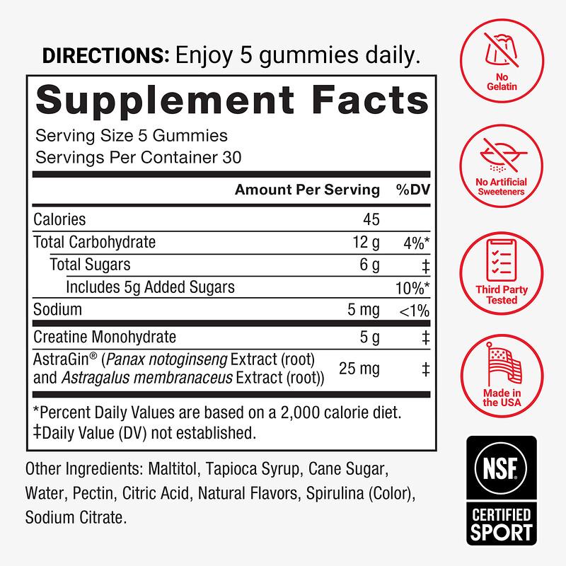 Creatine Monohydrate Gummies, Blue Raspberry, 150 Gummies