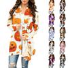 Damen Halloween Print Langarm Strickjacke Pullover für Lässige Tägliche Kleidung