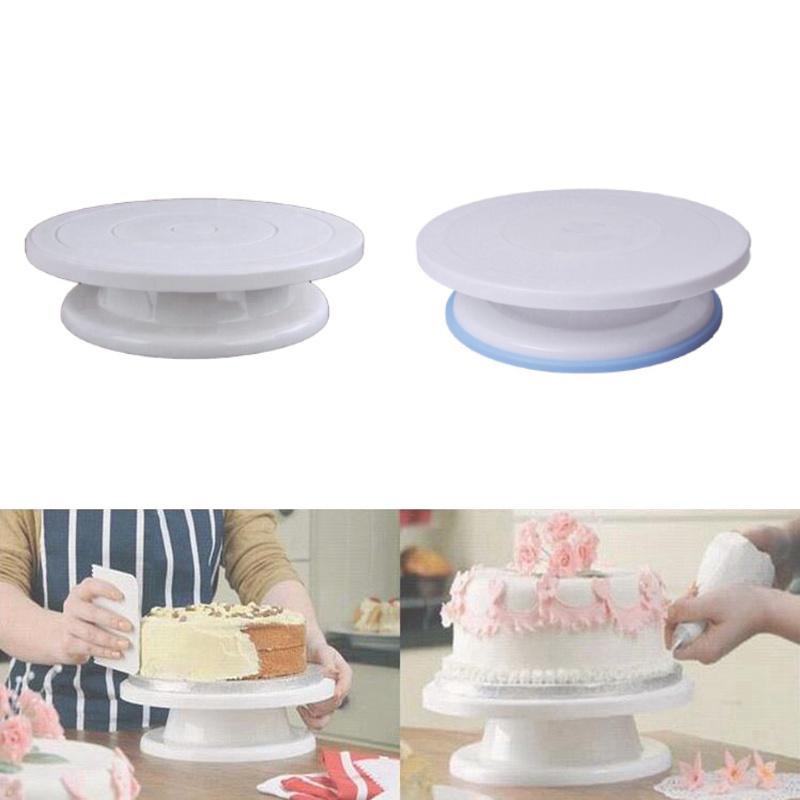 Buy 1 Set Cake Decorating Turntable Rotating Cake Stand with Comb & Icing Smoother + Icing