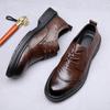 Men's Business Dress Leather Shoes British Round Head Derby Shoes Leather Casual Lace-up Men's Shoes Breathable Groom Wedding Shoes Men
