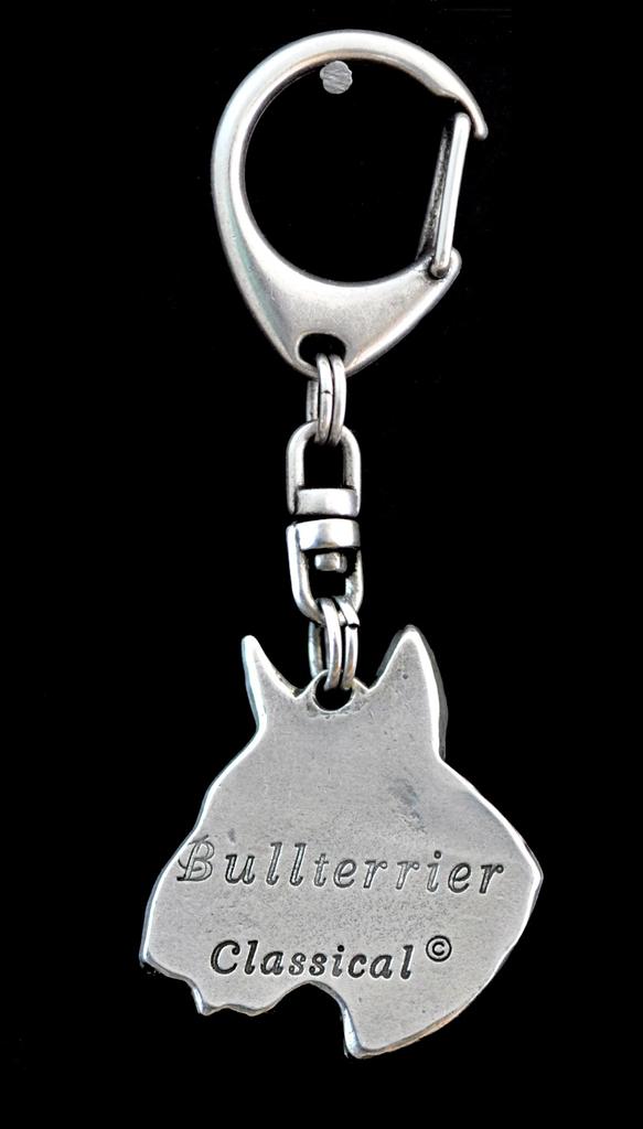 Bull Terrier, Bully III - Silver-plated Key Ring with a Dog In a Gift Box, Handbag Decoration, Backpack Pendant by Art-Dog Brand