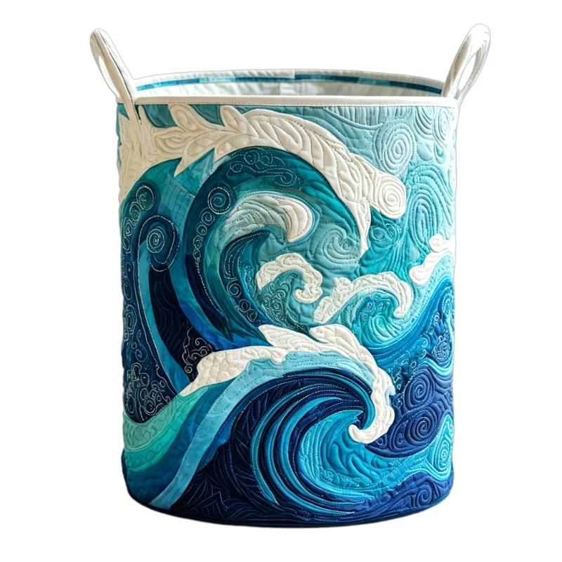 Decorative Fabric Laundry Basket with Carry Handles, Folding Polyester Hamper for Closet Blanket and Towel Storage