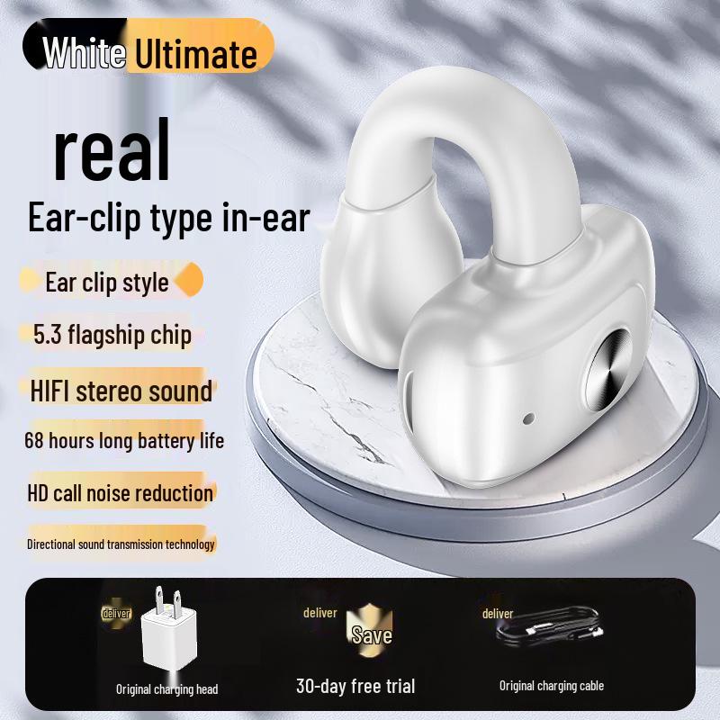 Mini Wireless Bluetooth Ear Clip: Sports Noise-Canceling Earphones with Long Battery Life