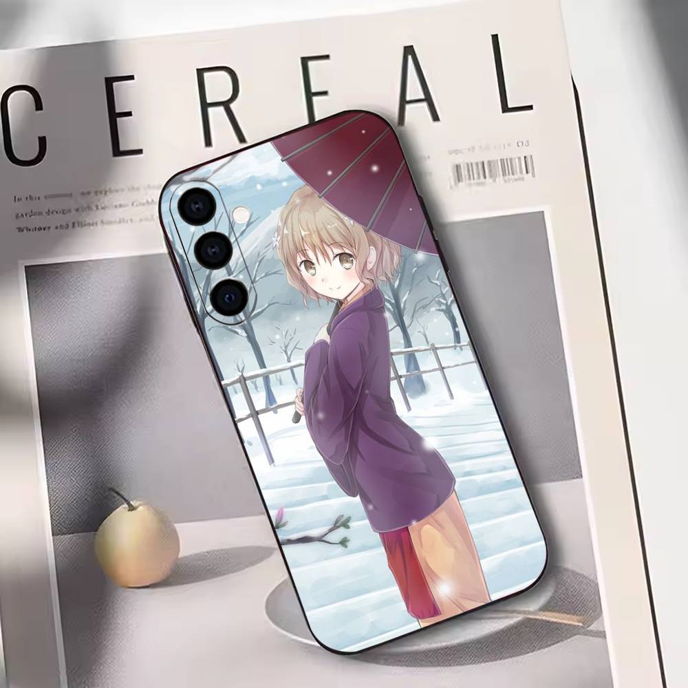

Hanasaku Iroha Phone Case Black Silicone Soft For Samsung Galaxy A73,A72,A71,A70,A53,A52,A51 Samsung a22 5g