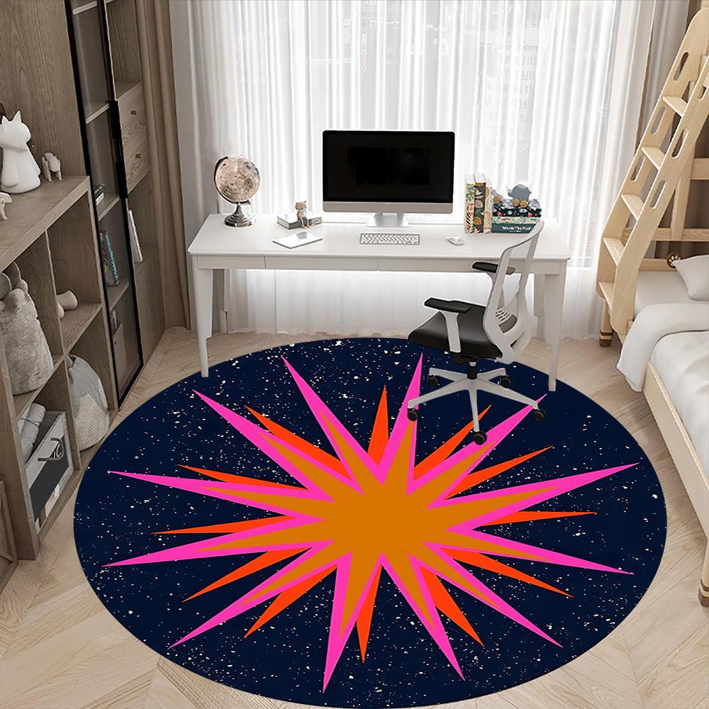 1pc Cosmic Burst Chair Carpet for Office, Round Non Slip Durable Large Size Office Carpet, Suitable for Office