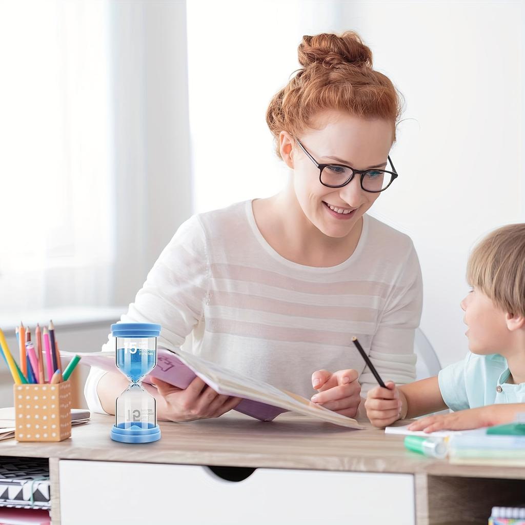 4pcs Marcaron Glass Sand Timers - 5/10/15/30 Min Colorful Hourglasses for Classroom, Home Office, Kitchen Decor & Games