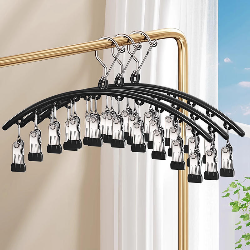 1pc Multi Functional Curved Sock Rack With 10 Clips For Drying Socks Clip For Drying Children'S Underwear Household Towel Hanger