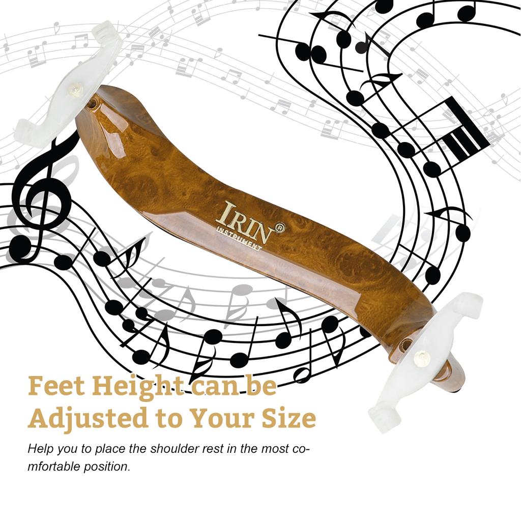 IRIN Violin Shoulder Rest for 4/4 and 3/4 Violins with Adjustable Feet Thick Foam Pad Suitable for Different Neck Lengths