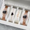 4PCS/Set Square Ladies' Watch Stainless Steel Quartz Watch Casual Korean Edition Girls' Bracelet Set