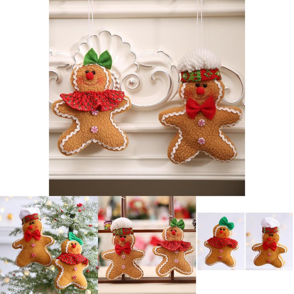 Adorable Brown Fabric Gingerbread Man Doll Festive Christmas Tree Ornament Decoration