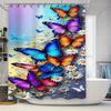 Colorful Butterflies And Daisies Waterproof Shower Curtain Heat Resistant Machine Washable Non-Transparent 180X180Cm