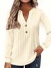 Elegant V-Neck Long Sleeve Plus Size T-Shirt for Autumn/Winter