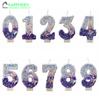 Sparklers Birthday Candle 1 Year Girl Birthday Candles for Cakes Purple Butterfly Number Cake Topper Party Decor