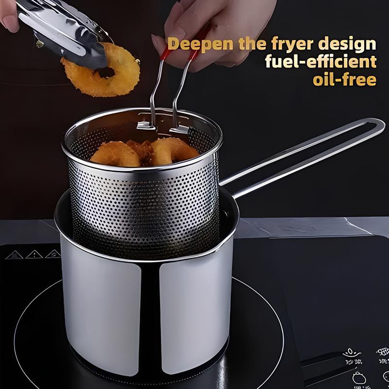 Edelstahl Fritteuse Multifunktionaler Kleiner Topf Küchenspezifisch zum Frittieren von Hähnchen und Andere Kochwerkzeuge