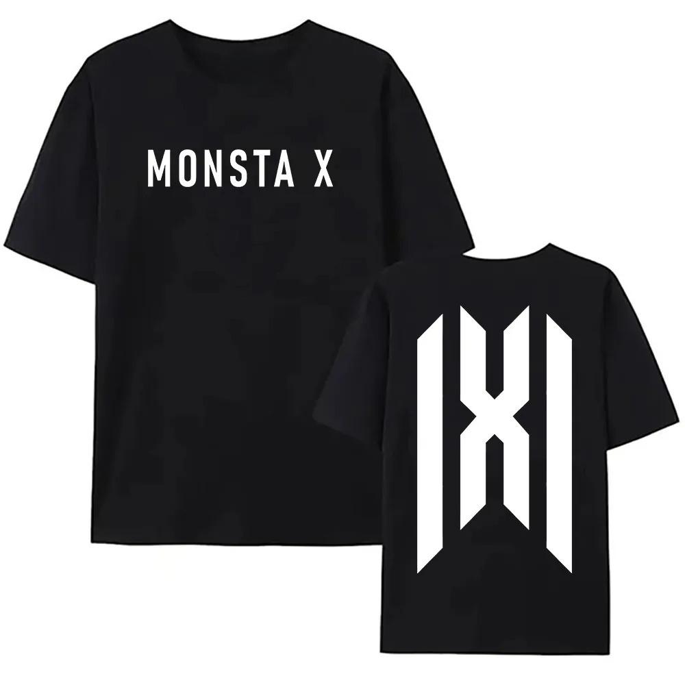 

MONSTA XX Корейская группа Дизайн логотипа Футболка Круглый вырез Летняя с коротким рукавом Женские футболки Унисекс Уличная мода Хлопок Женские футболки 4XL