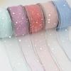 4.5mx5cm Silver Stars Silk Organza Ribbon Bow Material for Hair Print Flower Decoration Handmade DIY Lace Ribbons
