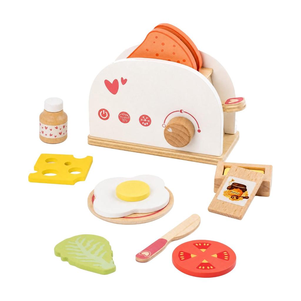 Wooden Bread Maker Toy Interactive Warmer Play Set EN71 Certified