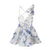 Women's Clothing Wholesale European and American Style Fashion Design Flower V-neck Sexy Backless Waist Thin Suspender Dress