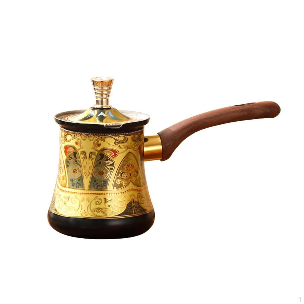 Kaffeekanne mit langem Griff im Vintage-Stil aus Edelstahl mit dekorativem Muster Teekanne 720ML