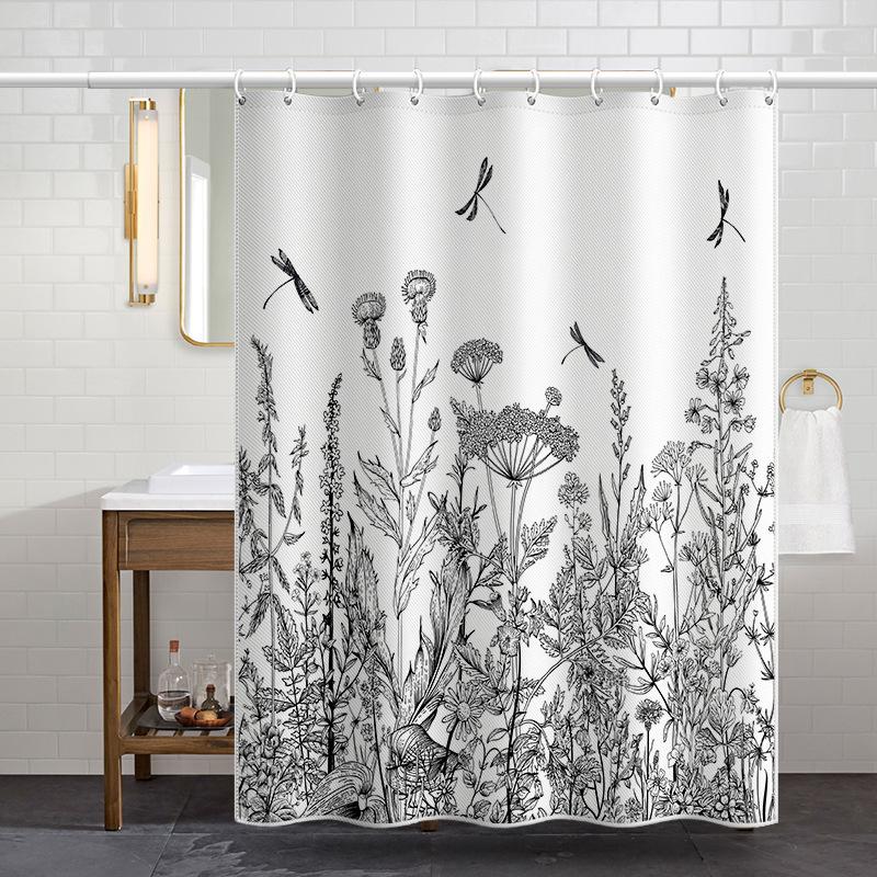 Bathroom Thickened Waterproof Curtain Mildew Proof Shower Curtain Shower Partition Curtain Shower Curtain Bathroom Curtain Free Perforation