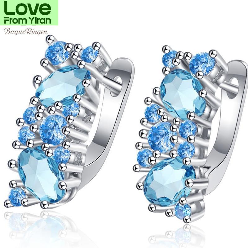 

Классические серьги Bague Ringen из серебра 925 пробы для очаровательной леди с синими топазами, женские подарки на день святого Валентина